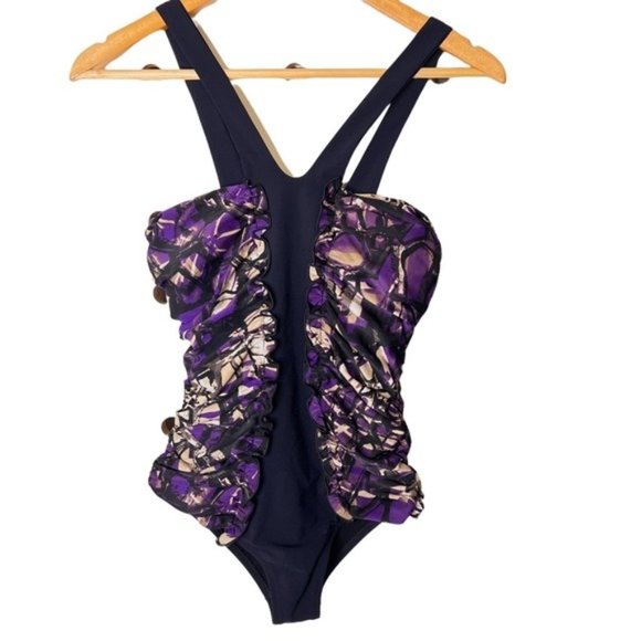 Oscar de la Renta Other - Oscar De La Renta Purple Black Bathing Suit Swimsuit Bikini One Piece Summer
